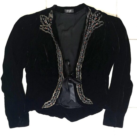 Vintage Victorian velvet Embroidered Statement sleeve jacket - Picture 1 of 9